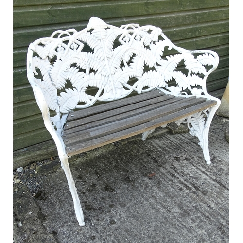 816 - Garden / Architectural : A cast aluminium garden bench in the manner of the Coalbrookdale fern patte... 