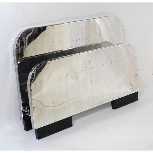 1647 - An Art Deco Hawker Aviation aluminium bed headboard and footboard, each 53 1/2