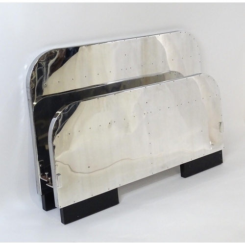 1647 - An Art Deco Hawker Aviation aluminium bed headboard and footboard, each 53 1/2