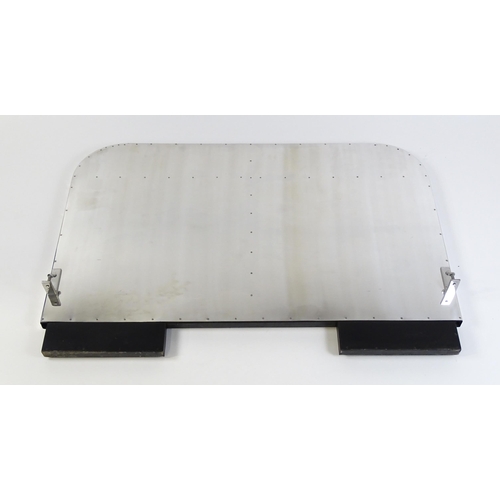 1647 - An Art Deco Hawker Aviation aluminium bed headboard and footboard, each 53 1/2