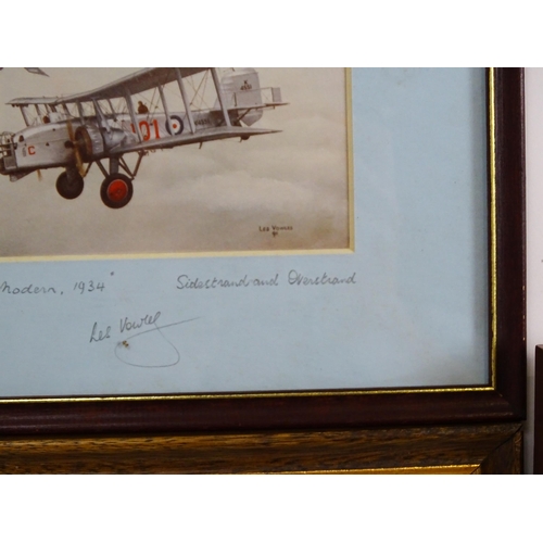 1928 - Les Vowles (b. 1929), Watercolour, A Fairey Flycatcher in flight and a ship at sea. Signed lower rig... 