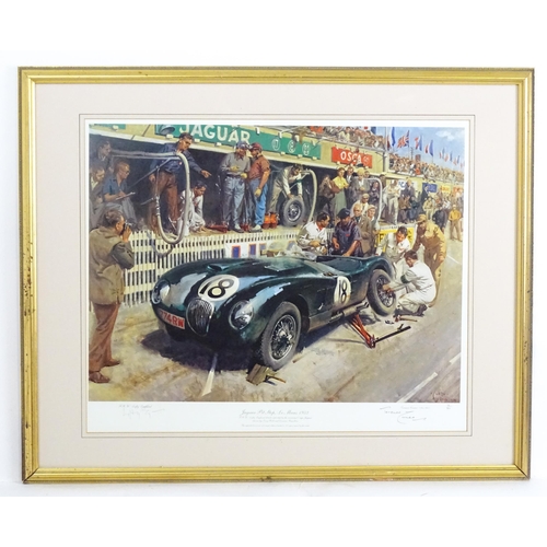 1930 - After Terence Cuneo (1907-1996), Signed limited edition print, Jaguar Pit Stop-Le Mans 1953. Signed ... 