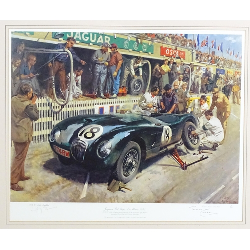 1930 - After Terence Cuneo (1907-1996), Signed limited edition print, Jaguar Pit Stop-Le Mans 1953. Signed ... 