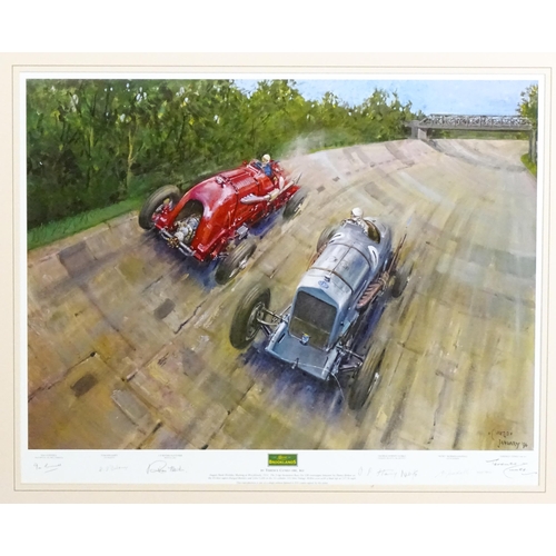 1931 - After Terence Cuneo (1907-1996), Signed limited edition print, The Spirit of Brooklands, Two racing ... 