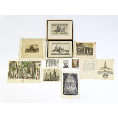 1942 - A quantity of assorted 18thC and later etchings and engravings relating to St Pauls Cathedral to inc... 