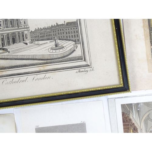 1942 - A quantity of assorted 18thC and later etchings and engravings relating to St Pauls Cathedral to inc... 