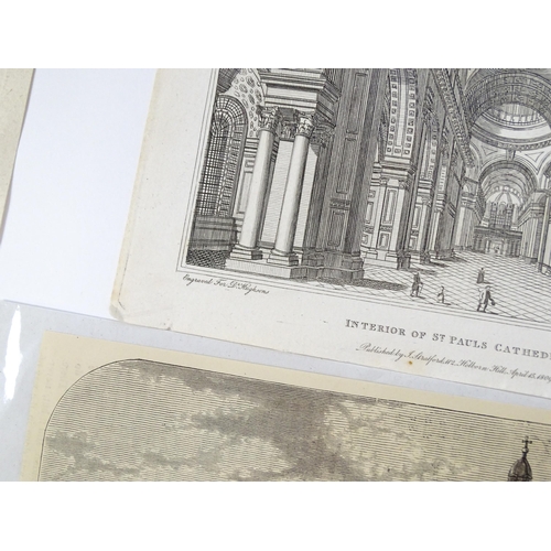 1942 - A quantity of assorted 18thC and later etchings and engravings relating to St Pauls Cathedral to inc... 