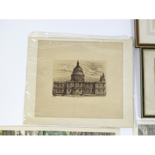 1942 - A quantity of assorted 18thC and later etchings and engravings relating to St Pauls Cathedral to inc... 