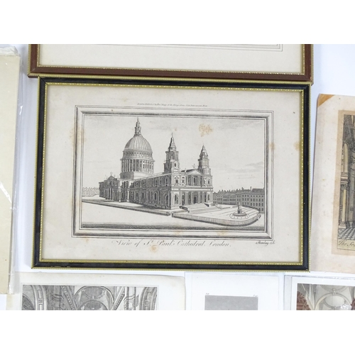 1942 - A quantity of assorted 18thC and later etchings and engravings relating to St Pauls Cathedral to inc... 