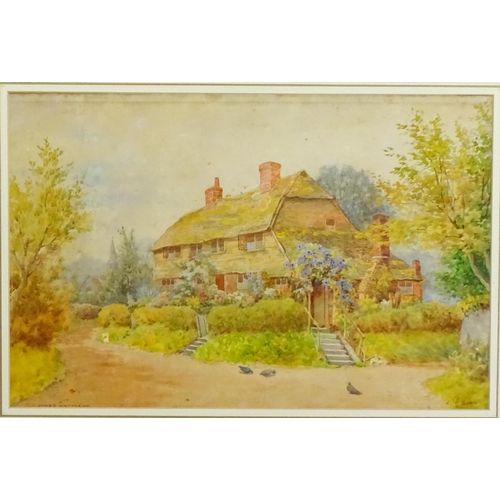 1859 - James Matthews, Early 20th century, Watercolour, Pett, Sussex, A cottage with a garden in bloom, the... 