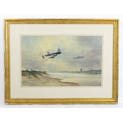 1863 - Denis Pannett, Watercolour, Lancaster over the Estuary. Signed lower left and ascribed verso. Approx... 