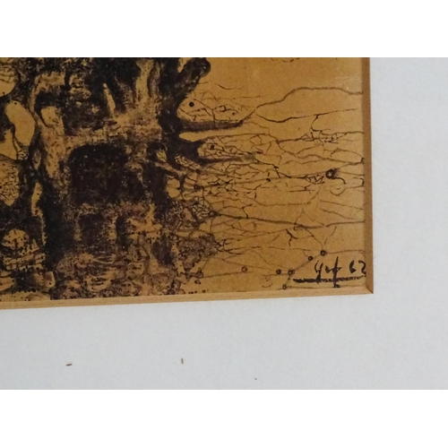 1889 - 20th century, Ink wash, An abstract ink composition. Signed with initials and dated (19)62 lower rig... 