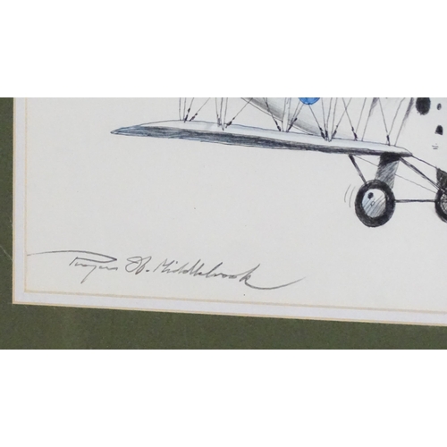 1891 - Roger Middlebrook, Pen and ink, A Little Light Relief Blackburn R1 & Avro Bison, A humorous sketch o... 