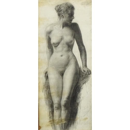 1896 - 20th century, Pencil on paper, A portrait of a standing female nude. Signed Arch J Davies upper righ... 