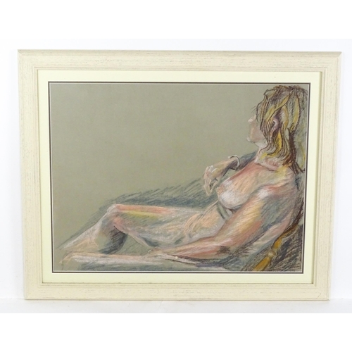 1898 - 21st century, Pastel, A reclining nude. Indistinctly signed Julie Raskhook and dated (20)10 lower le... 