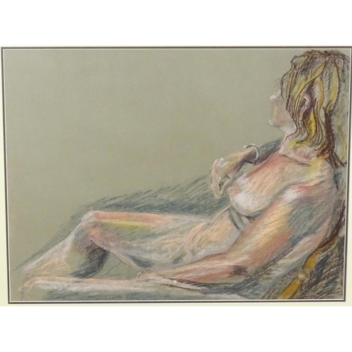 1898 - 21st century, Pastel, A reclining nude. Indistinctly signed Julie Raskhook and dated (20)10 lower le... 