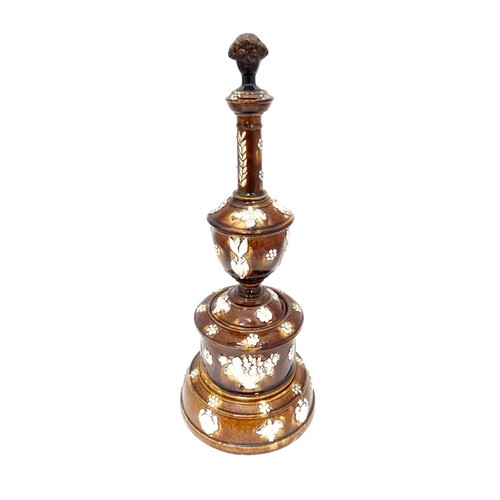 55 - A Victorian Measham bargeware smoker's compendium comprising candlestick, goblet, tobacco jar and ta... 