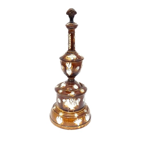 55 - A Victorian Measham bargeware smoker's compendium comprising candlestick, goblet, tobacco jar and ta... 