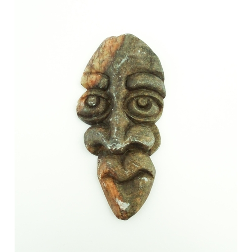 78 - Ethnographic / Native / Tribal : Three African carved soapstone amulets / talisman of mask form. Lar... 