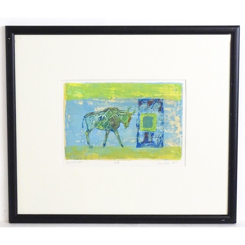 88 - 20th century, Limited edition mixed media print, Bull. Indistinctly signed Zenan Nastri ?, titled an... 