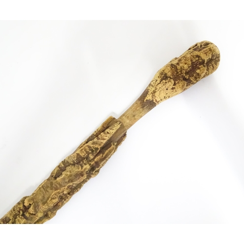 842 - A 20thC cork walking stick. Approx. 35