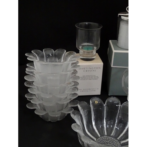 854 - A quantity of assorted glassware to include Dartington Crystal candle holder, Dartington candlelamp,... 