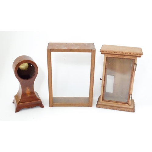 865 - Assorted wooden mantel and wall clock cases, the largest 12 1/4