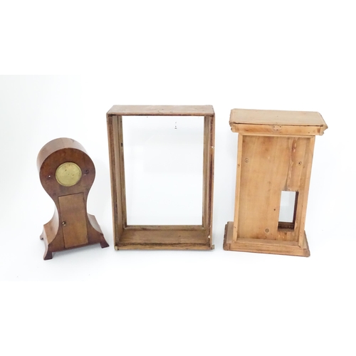 865 - Assorted wooden mantel and wall clock cases, the largest 12 1/4