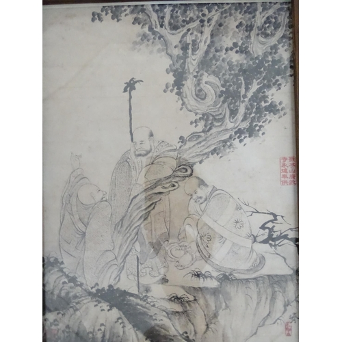 89 - Five Chinese prints after Shitao depicting figures in a landscape. Each approx. 11 1/4