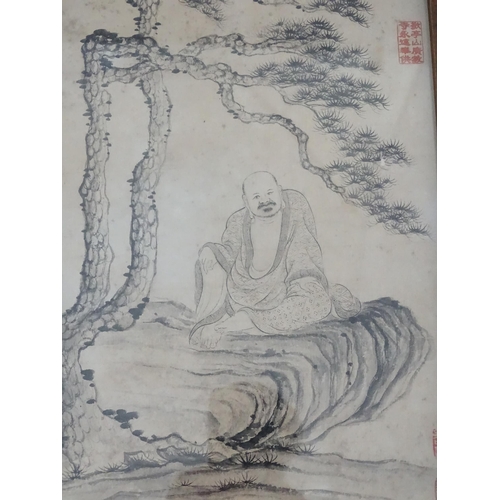 89 - Five Chinese prints after Shitao depicting figures in a landscape. Each approx. 11 1/4