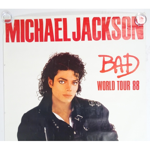 90 - A Michael Jackson poster from the 'Bad' World Tour 1988, Approx. 53 1/2