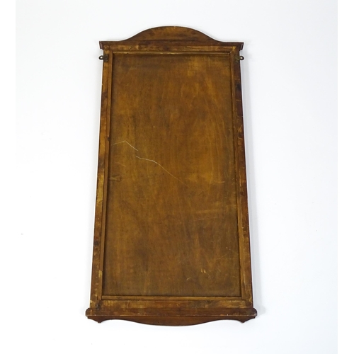 13 - An early 20thC mahogany wall mirror with satinwood marquetry decoration. 19