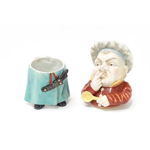 59 - A Continental novelty ceramic biscuit jar modelled as a chef. Approx. 12 1/2