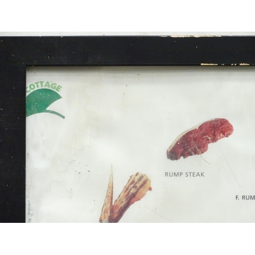 29 - A River Cottage livestock / butchery diagram poster depicting a Shorthorn bullock , sectionalised wi... 