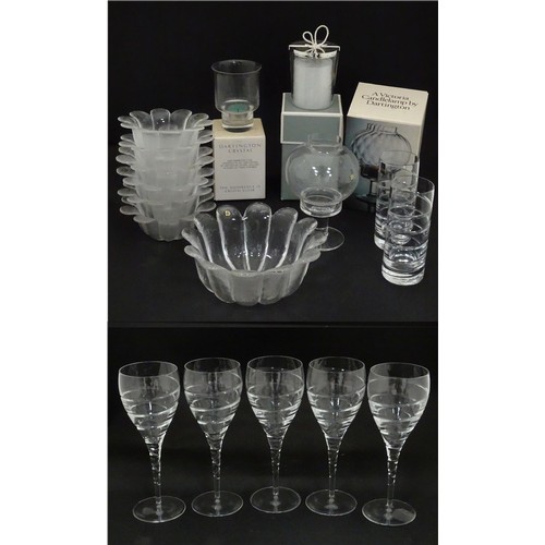 854 - A quantity of assorted glassware to include Dartington Crystal candle holder, Dartington candlelamp,... 