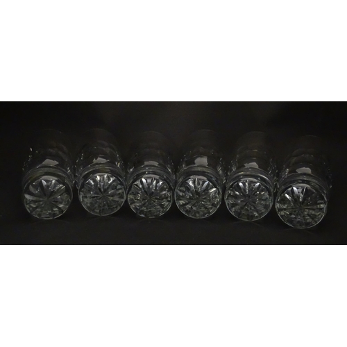 217 - A set of six highball glasses with facet cut decoration. Approx. 6 3/4