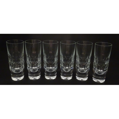 217 - A set of six highball glasses with facet cut decoration. Approx. 6 3/4