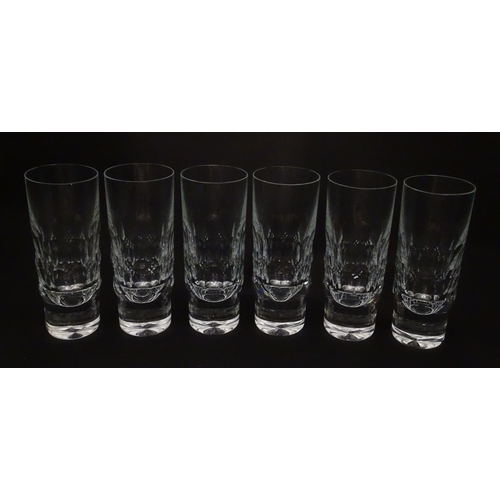 217 - A set of six highball glasses with facet cut decoration. Approx. 6 3/4