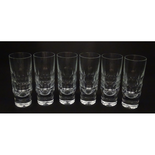 217 - A set of six highball glasses with facet cut decoration. Approx. 6 3/4