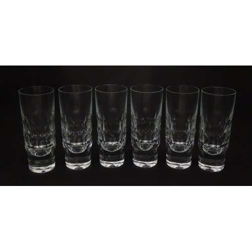 217 - A set of six highball glasses with facet cut decoration. Approx. 6 3/4