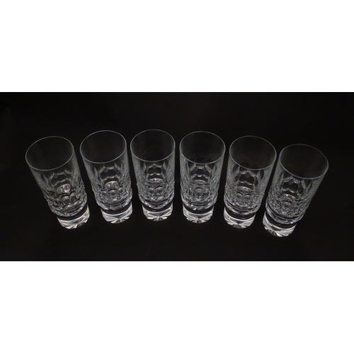 217 - A set of six highball glasses with facet cut decoration. Approx. 6 3/4