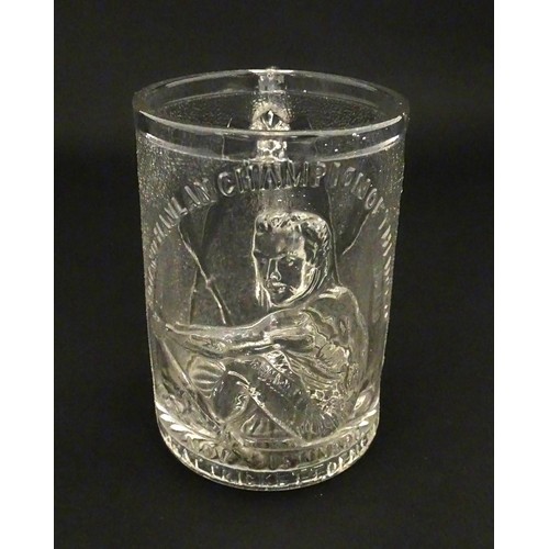 242 - British / Australian Rowing Interest: A glass tankard titled 'Edward Hanlan Champion of the World No... 