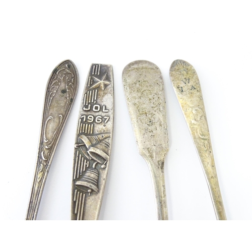 466 - An 18thC Irish silver spoon. Together with a Russian .875 silver spoon and fork, and an Icelandic Ch... 