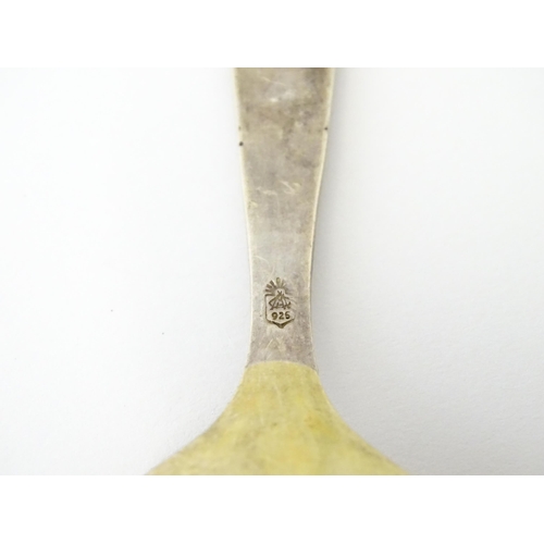 466 - An 18thC Irish silver spoon. Together with a Russian .875 silver spoon and fork, and an Icelandic Ch... 