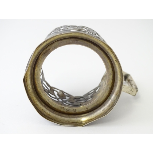 470 - A Continental .835 silver tisane cup holder with niello decoration. Possibly Russian. The whole appr... 