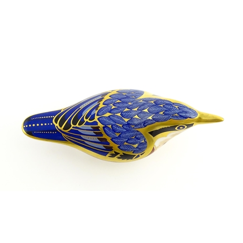 108 - A Royal Crown Derby paperweight modelled as a Nuthatch. Marked under. Approx. 4 1/2