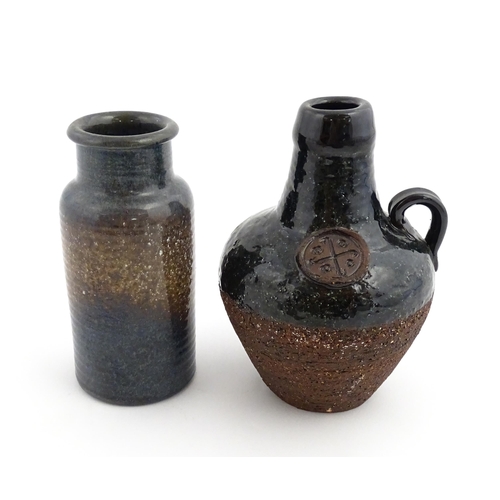 119 - Two Nittsjo Swedish pottery items to include a vase of conical form, and a dish. Together with a Gab... 