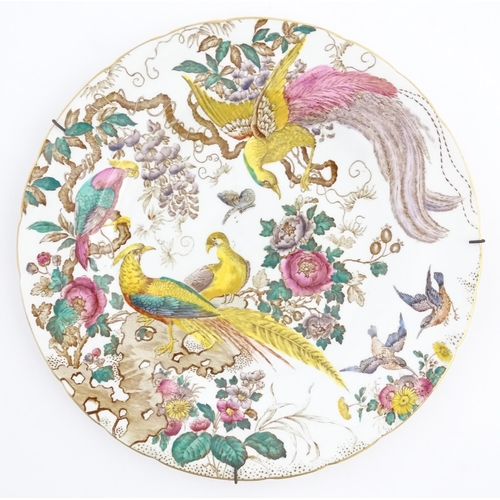 140 - A Royal Crown Derby plate decorated in the Olde Aves pattern. Together with three Myott plates and a... 