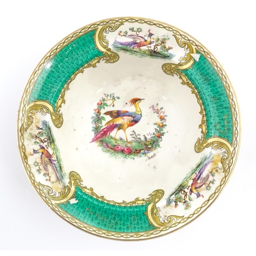 140 - A Royal Crown Derby plate decorated in the Olde Aves pattern. Together with three Myott plates and a... 