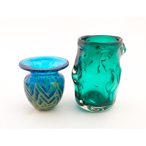 222 - Two art glass vases to include a Whitefriars vase with knobbly detail by Geoffrey Baxter, and a Mdin... 